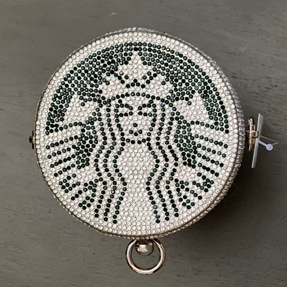 Starbucks Green Mermaid Siren Silver Green Crystal Venti Coffee Cup Clutch Bag - Picture 2 of 7